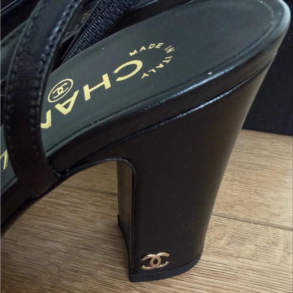 Chanel Black Slingback Heels - Picture 2 of 4